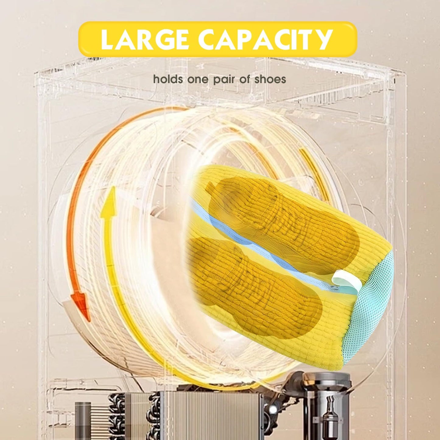 2 Pack Shoe Washing Machine Bag Shoe Washing Bag Shoe Mesh Laundry Bags Shoe Bags for Travel Reusable Shoe Cleaning Bag for All Shoe Sizes (Yellow)