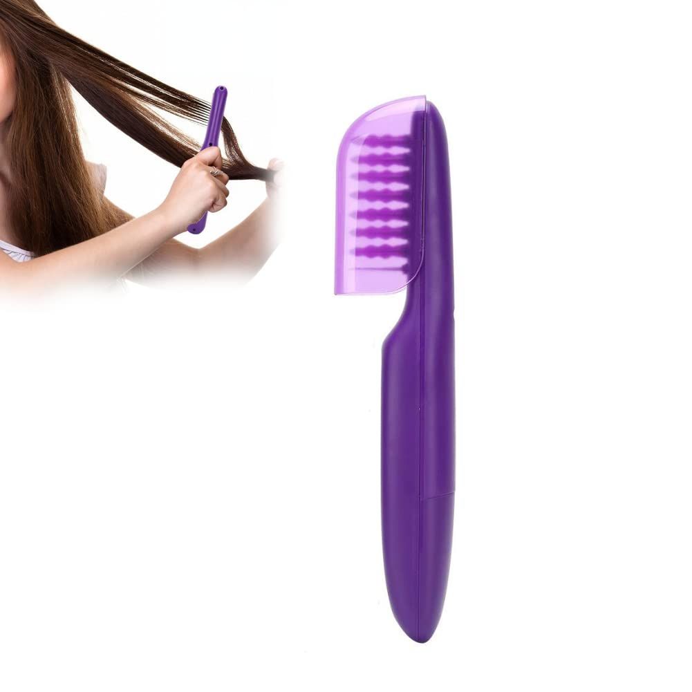 Electric Massage Comb with Detangling Brush - Dual Use Wet/Dry Negative Ion for Long Hair, with Brush Cover ，purple 27*6*4cm ，Need to bring your own battery
