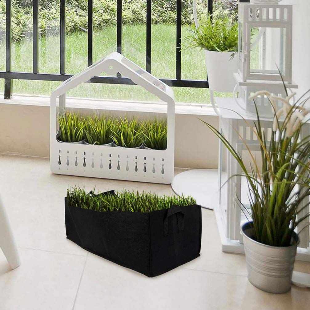 3-Pack Grow Bags, 10 Gallon Heavy Duty Thickened Nonwoven Fabric Raised Garden Bed Square Flower Planter Containers for Carrot Onion,Flowers,Fruit/Growing Pots with Handles(60x30x20cm)