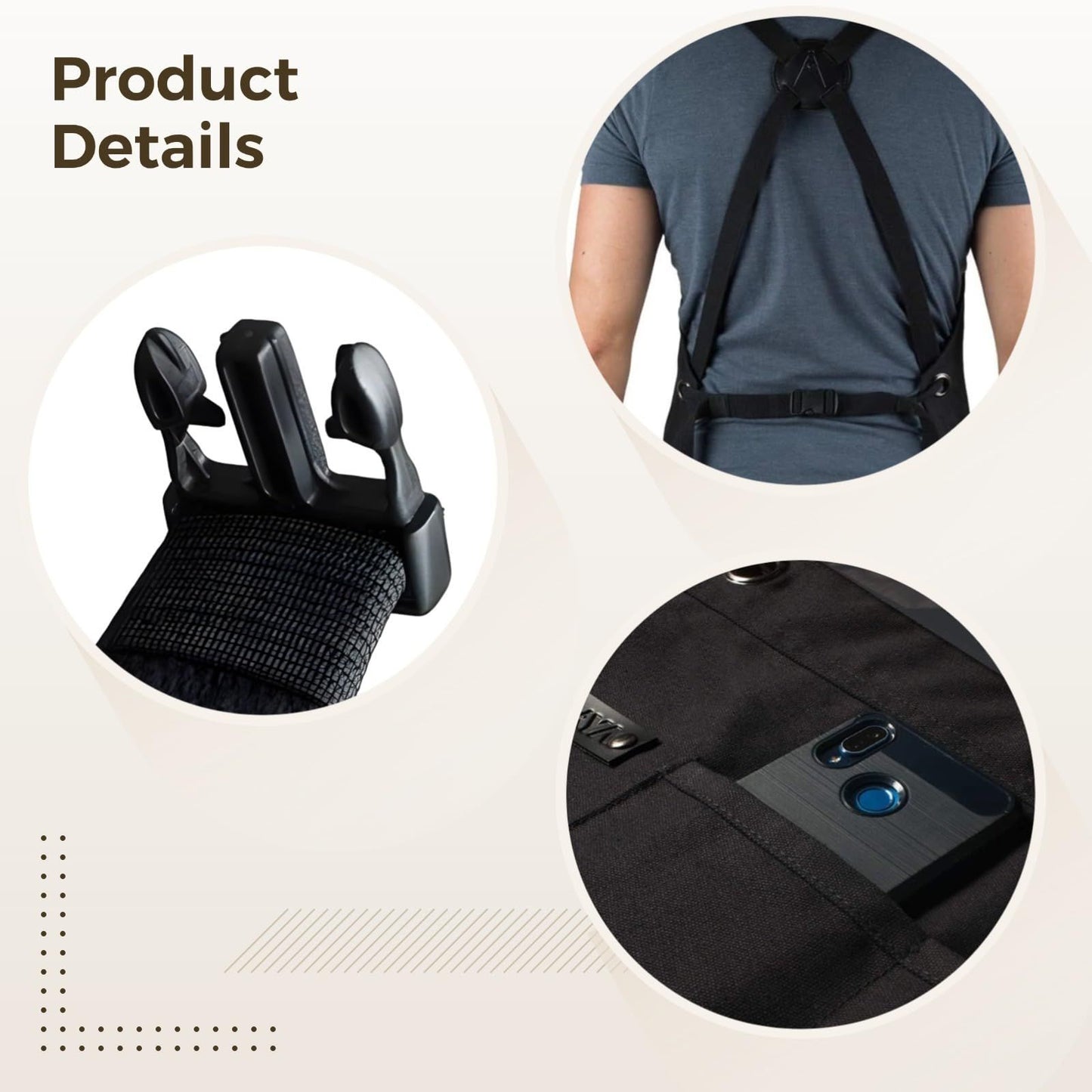 Chef and BBQ Apron not with Bottle Opener and Hand Towel - Cotton Canvas, not Stainless Steel Hardware - Cross Back Straps，black，The packaging only includes one apron
