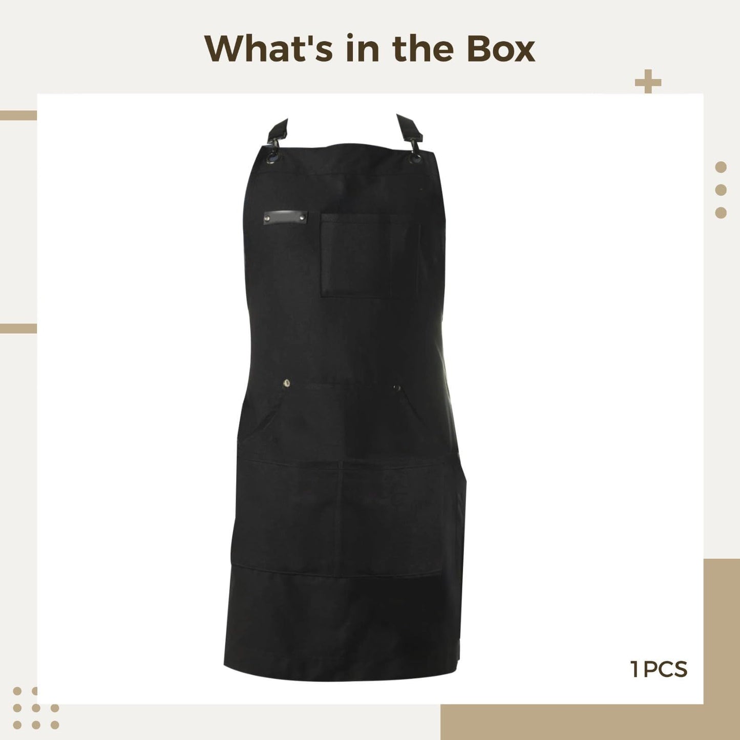 Chef and BBQ Apron not with Bottle Opener and Hand Towel - Cotton Canvas, not Stainless Steel Hardware - Cross Back Straps，black，The packaging only includes one apron