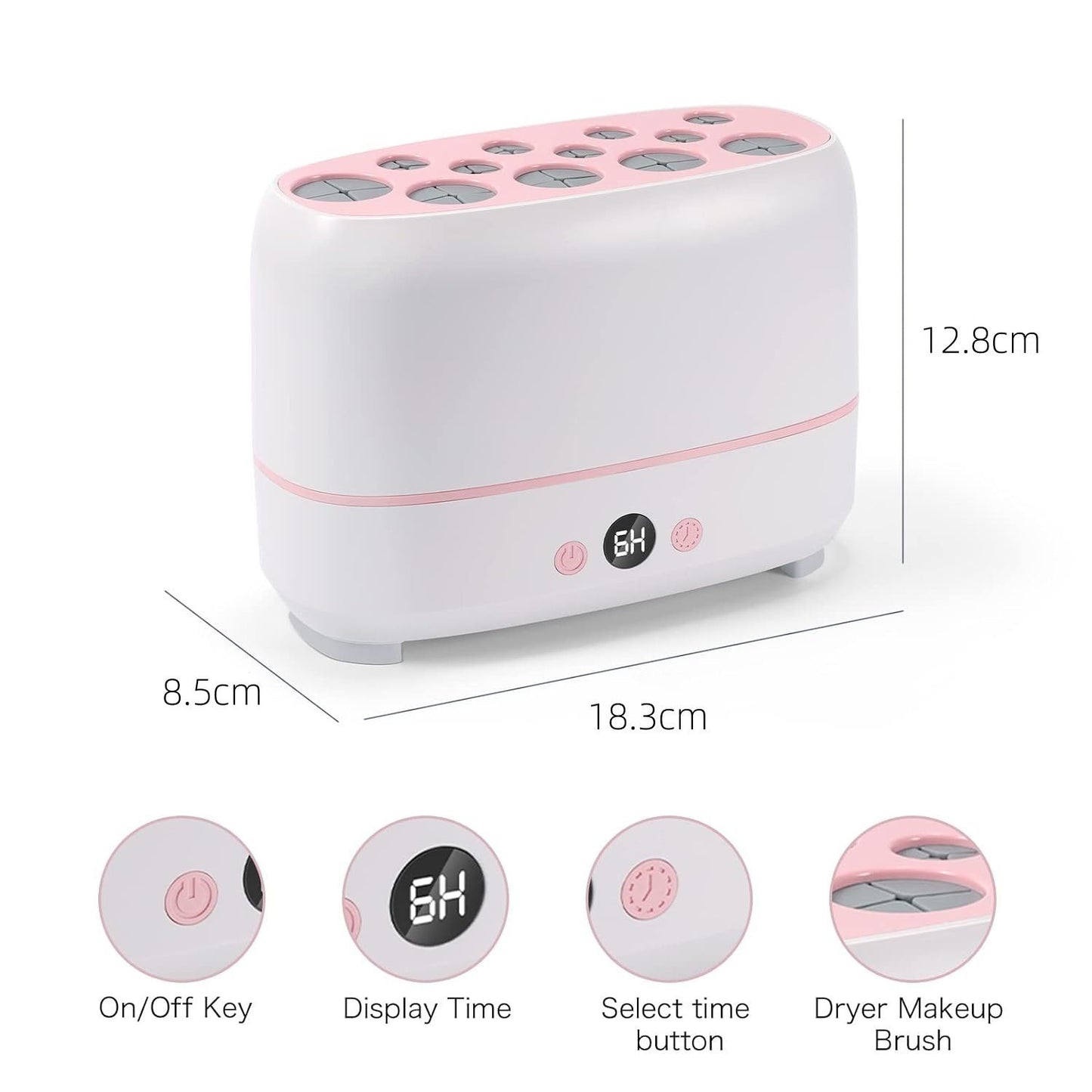 Drying 12pcs Makeup Brushes,2pcs Sponges Or Powder Puff AT The Same Time,Baked Slowly At Constant Temperature Without Hurting The Bristles,USB Charge(Type-C)