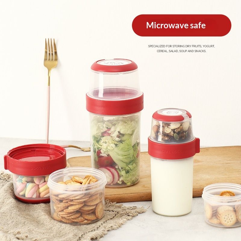 Overnight Oats Containers with Lids 4Pack, Yogurt Parfait Cups with Dry and Wet Separation, Breakfast Prep Bowl for Cereal Nut Fruit Meal, To Take Along Oatmeal Salad Smoothie Snack