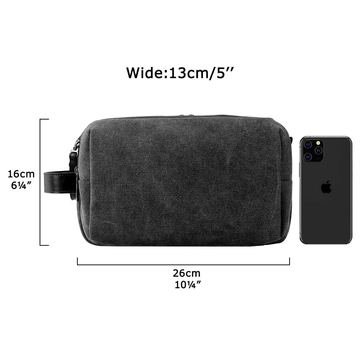 Toiletry Bag for Men, Canvas Travel Toiletry Organizer Dopp Kit Water-resistant Shaving Bag for Toiletries Accessories,black-Medium
