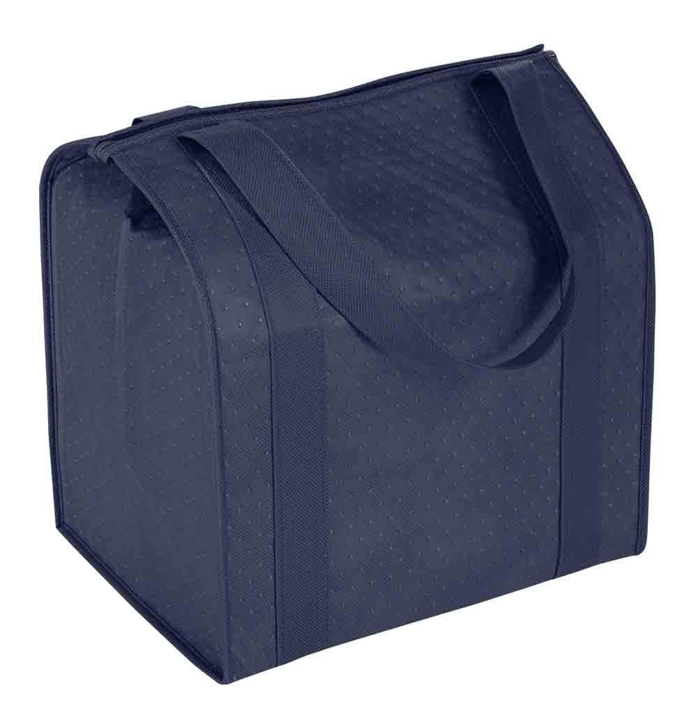 2pcs Large Capacity Heavy Duty Insulated Shopping Bag 6.9-liter folding insulation bag, refrigerated bag, non-woven food delivery insulation bag（black+blue）