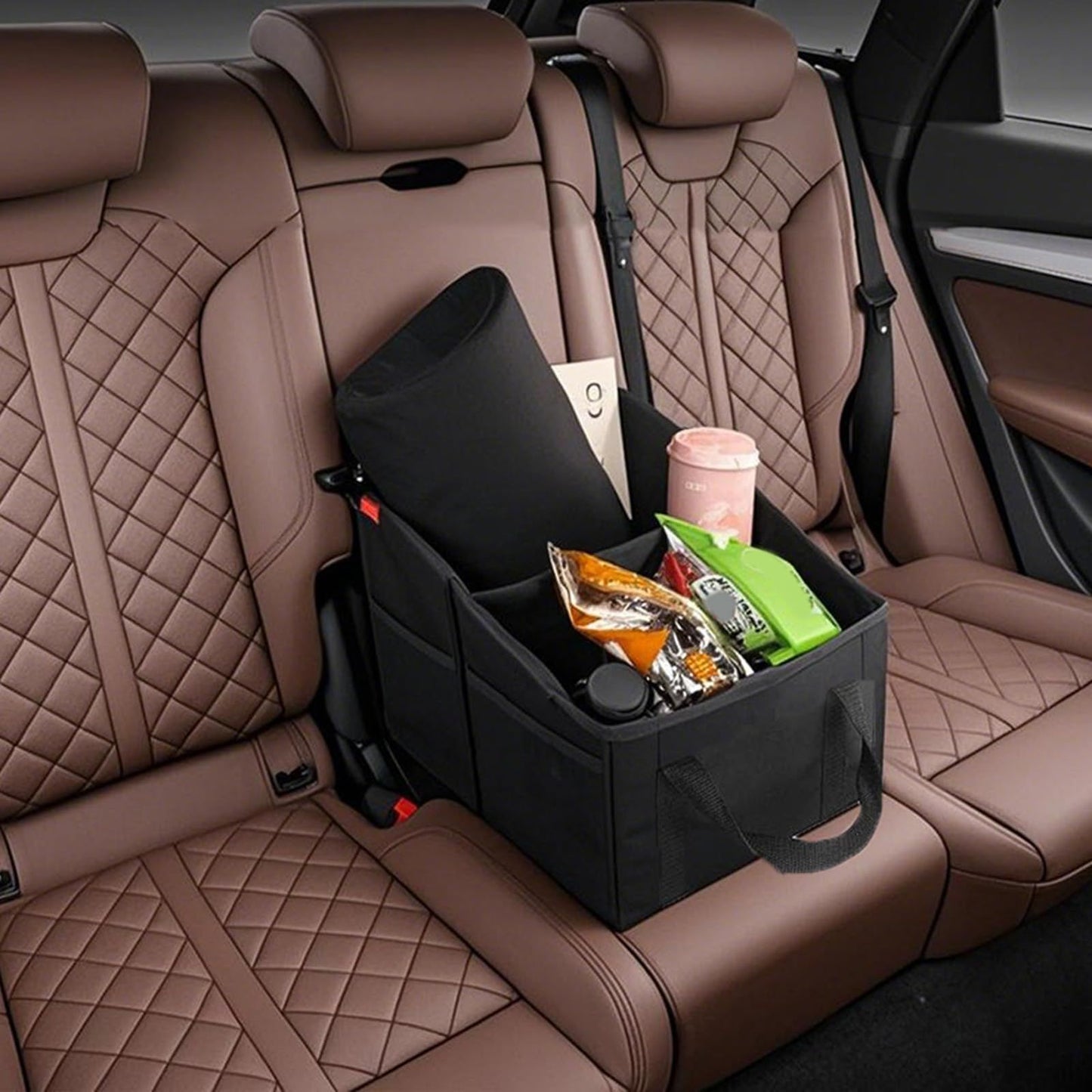 Car Seat Organizer - Passenger Seat Organizer, Collapsible Small Car Seat Storage Organizer for Console Front/Back, Automotive Backseat Organizer