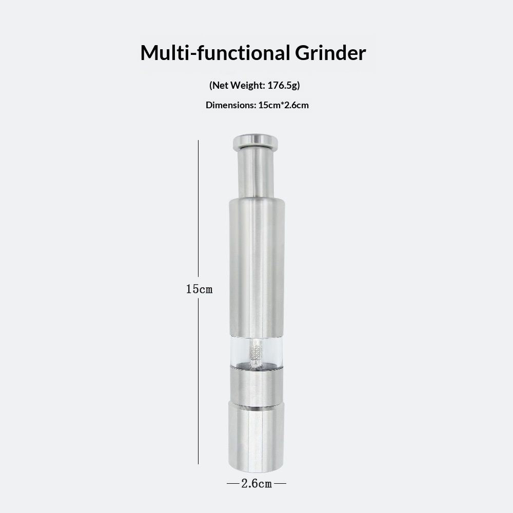 Stainless-Steel One-Handed Thumb Push Button Salt and Pepper Grinder For Black Pepper Or Salt(One pack)