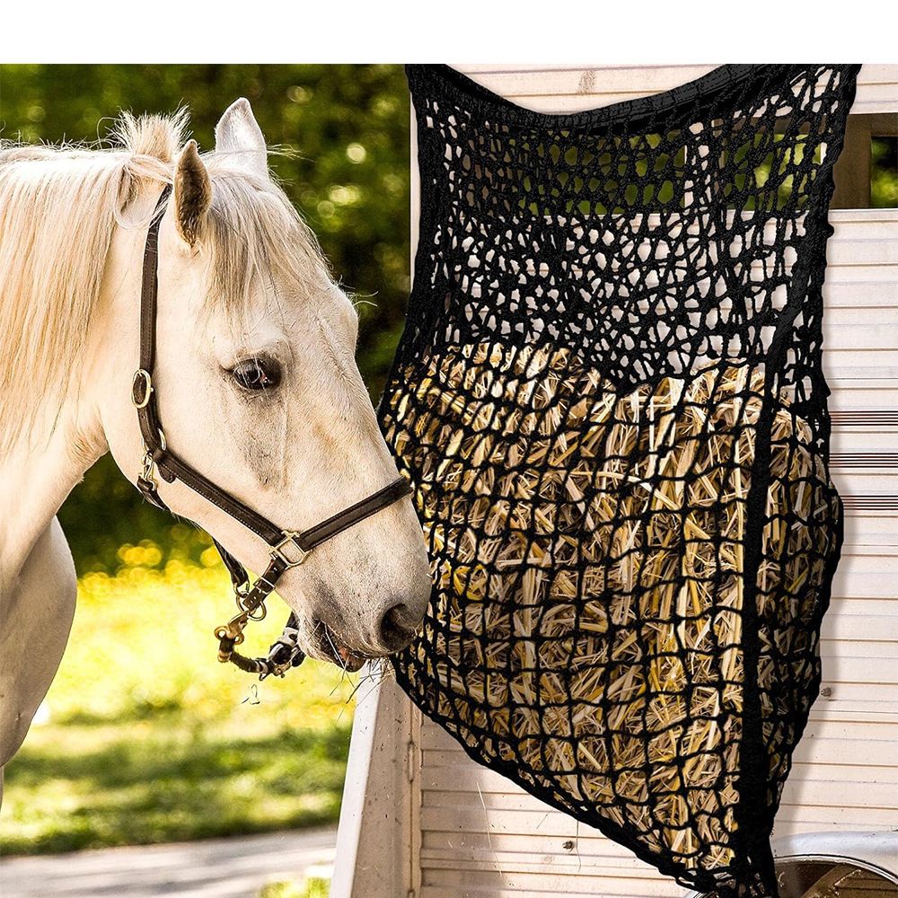 2 PCS Slow Feed Hay Net，31.5" x 35.4"Large Capacity Horse Feed Bag,Horses Hay Bags Easy to Hang for Horse Feeder Full Day Feeding Horses Goat Stall Trailer-Black