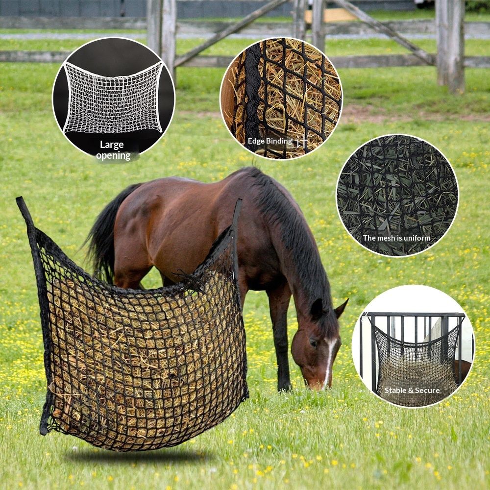2 PCS Slow Feed Hay Net，31.5" x 35.4"Large Capacity Horse Feed Bag,Horses Hay Bags Easy to Hang for Horse Feeder Full Day Feeding Horses Goat Stall Trailer-Black