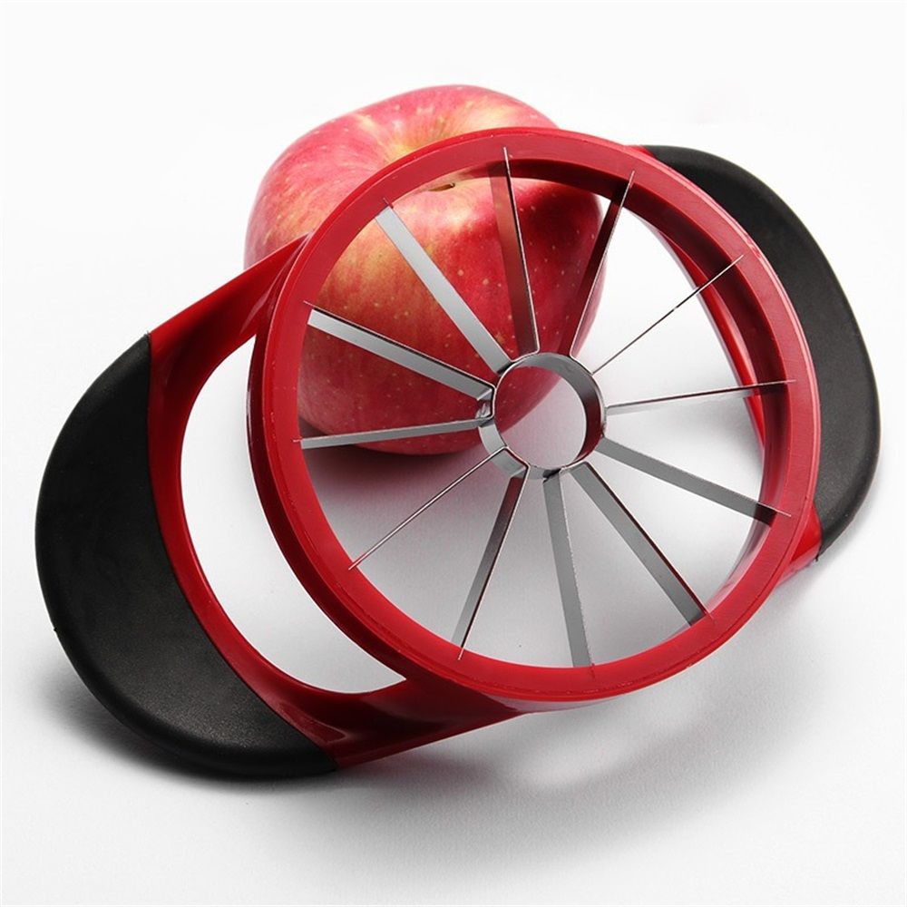 Extra Large Apple Slicer, 12-Slices Heavy Duty Apple Cutter, Durable Apple Corer, Stainless Steel Apple Slicer and Corer - for Apple, Potato, Onion and More, Red