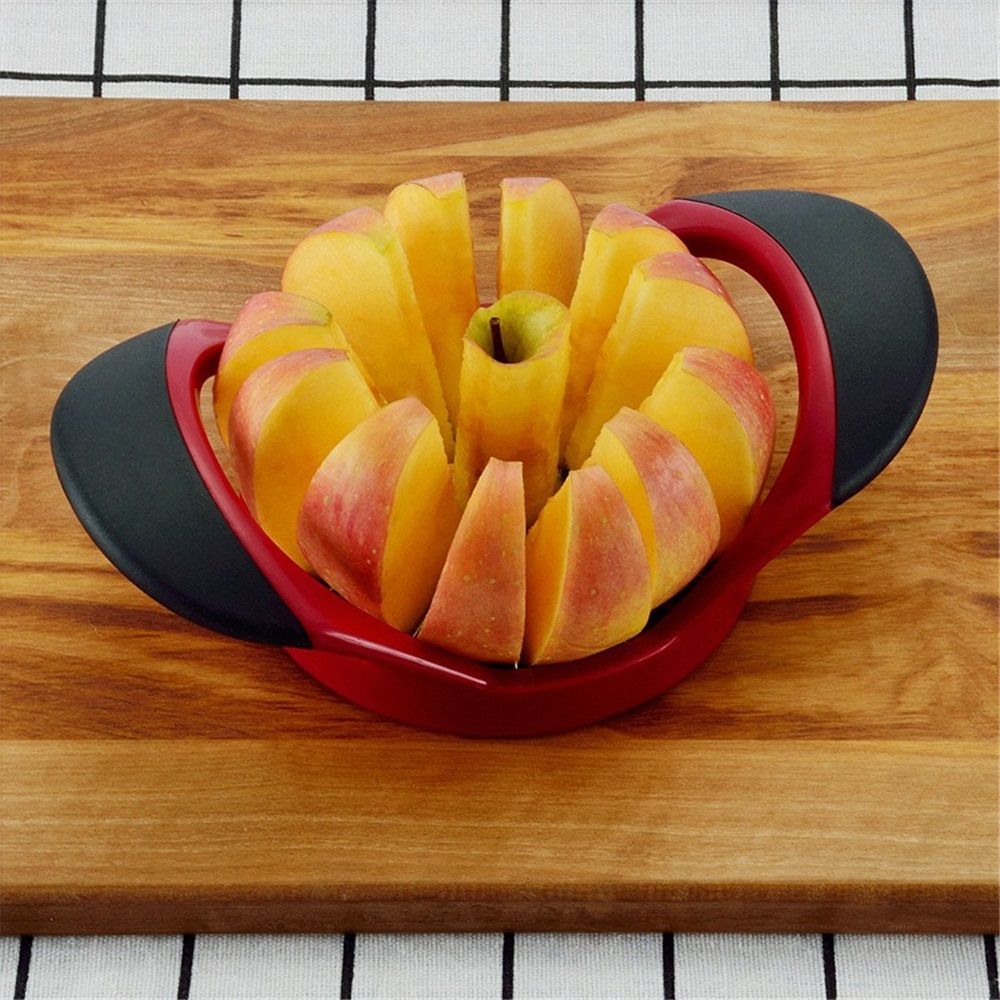 Extra Large Apple Slicer, 12-Slices Heavy Duty Apple Cutter, Durable Apple Corer, Stainless Steel Apple Slicer and Corer - for Apple, Potato, Onion and More, Red