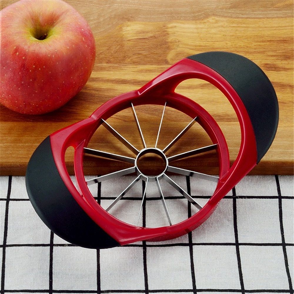 Extra Large Apple Slicer, 12-Slices Heavy Duty Apple Cutter, Durable Apple Corer, Stainless Steel Apple Slicer and Corer - for Apple, Potato, Onion and More, Red