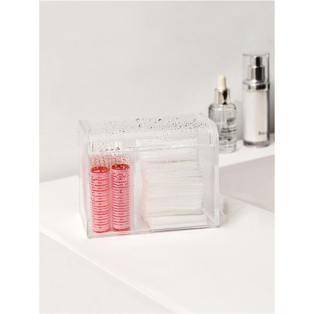 2 pack Holder Dispenser for Cotton Ball Swab, Cotton Round Pads, Floss,3 Compartment Plastic Apothecary Jars,Bathroom Organization and Storage,Vanity Organizers and Storage,Clear （oniy box）