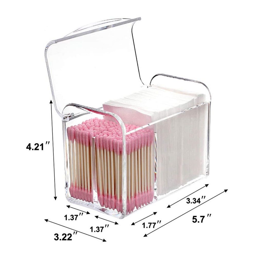 2 pack Holder Dispenser for Cotton Ball Swab, Cotton Round Pads, Floss,3 Compartment Plastic Apothecary Jars,Bathroom Organization and Storage,Vanity Organizers and Storage,Clear （oniy box）