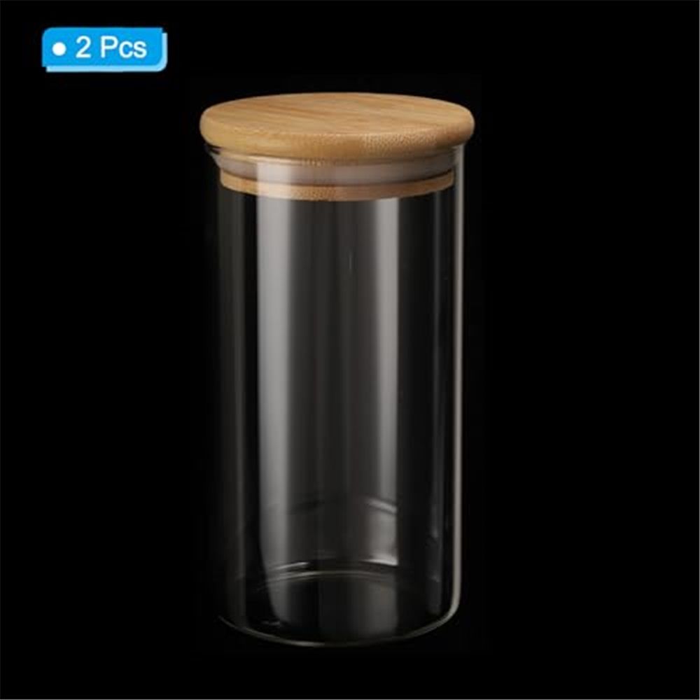 2 PCS Small Glass Storage Jars with Airtight Lids,650ml Cute Clear Storage container with Lid,Glass Pantry Canister for Beans, Rice,Sugar,Cookie Coffee