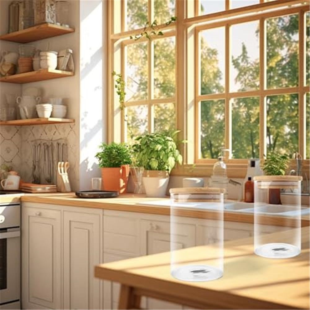 2 PCS Small Glass Storage Jars with Airtight Lids,650ml Cute Clear Storage container with Lid,Glass Pantry Canister for Beans, Rice,Sugar,Cookie Coffee