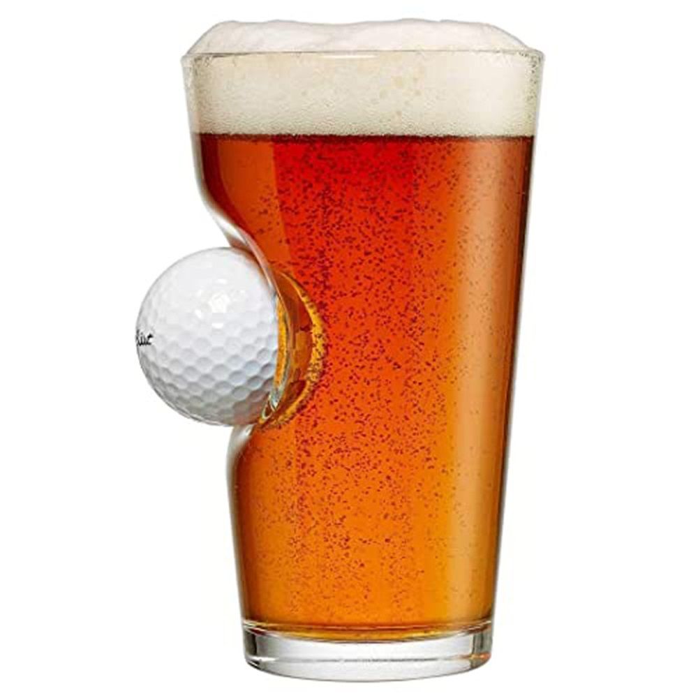 Golf Ball Pint Glass - 16oz |Whiskey Barrel Rocks Glass Golf Gifts for Men Dad, Whiskey Decanter Liquor Decanter Set for Men Husband Coaches