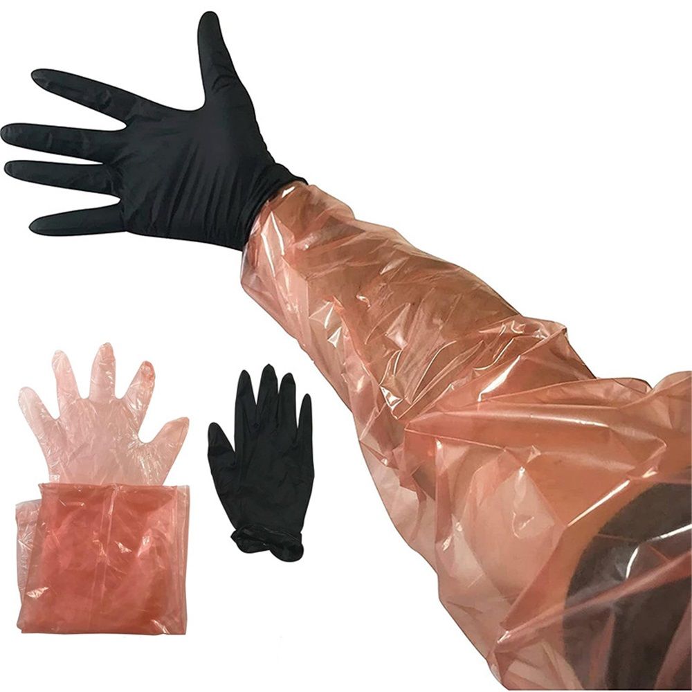 Field Dressing Gloves Set for Cleaning Disposable, 12 Set  Field Games Processing Gloves Tool Kit, Full-Shoulder-Length & Wrist-Length Gloves Combo Pack, 12 Pairs