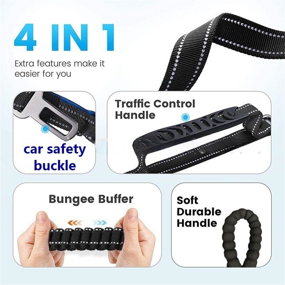 Bungee Leash for Large Dogs That Pull, No Pull Shock Absorbing Dog Leash, Heavy Duty 6.2 FT Tangle（black）