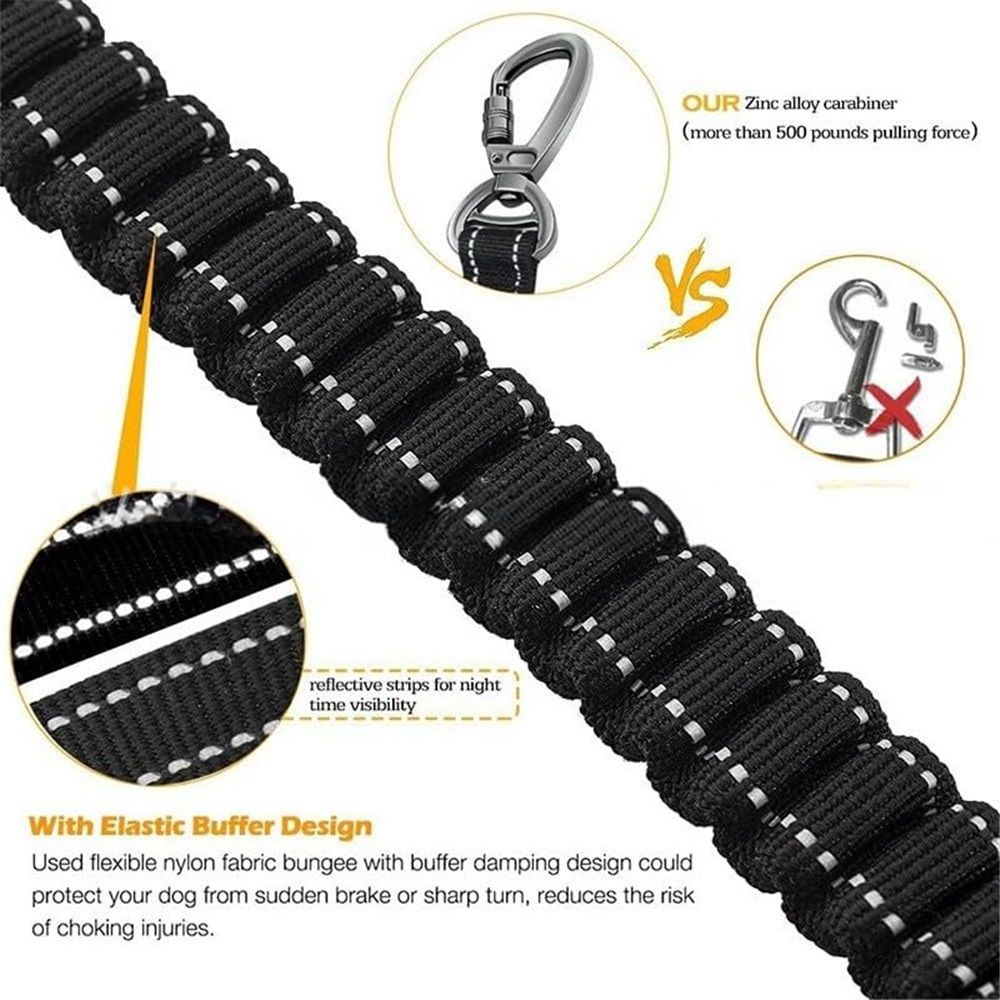 Bungee Leash for Large Dogs That Pull, No Pull Shock Absorbing Dog Leash, Heavy Duty 6.2 FT Tangle（black）