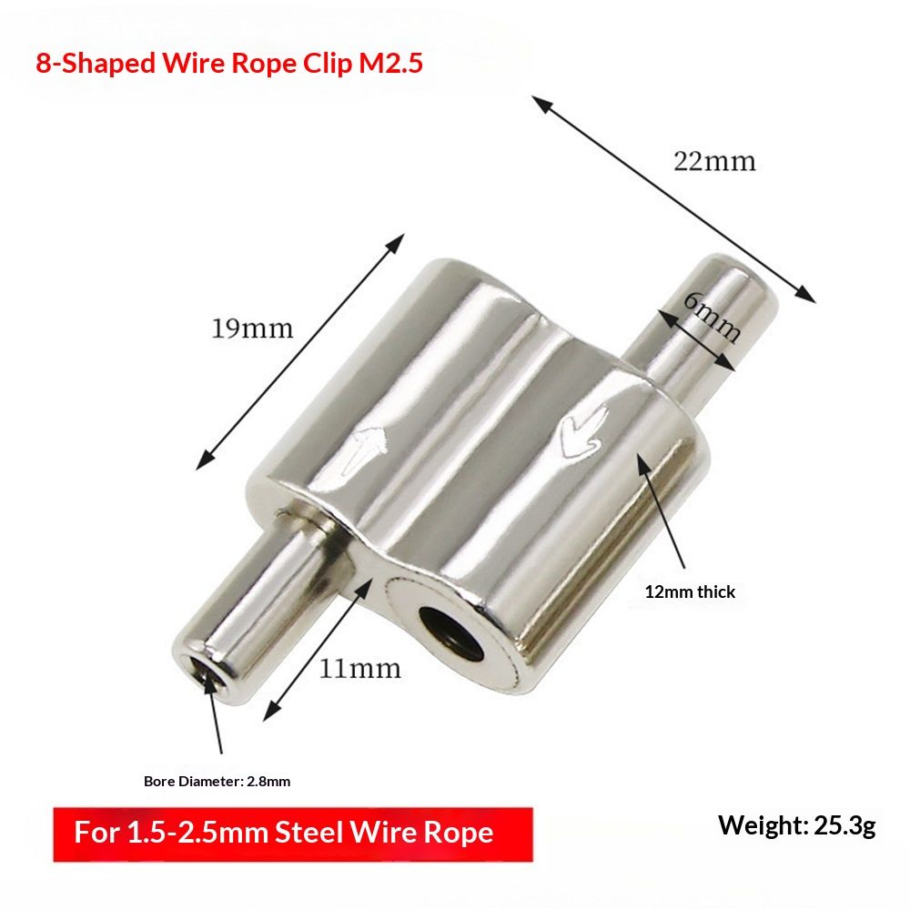 Stainless Steel Wire Rope Cable Clip Clamp, 1/16" Two Way Wire Rope Clips for 1/16 Inch (1.5mm-2.5mm) Stainless Steel Cable/Wire Rope - 10 PCS