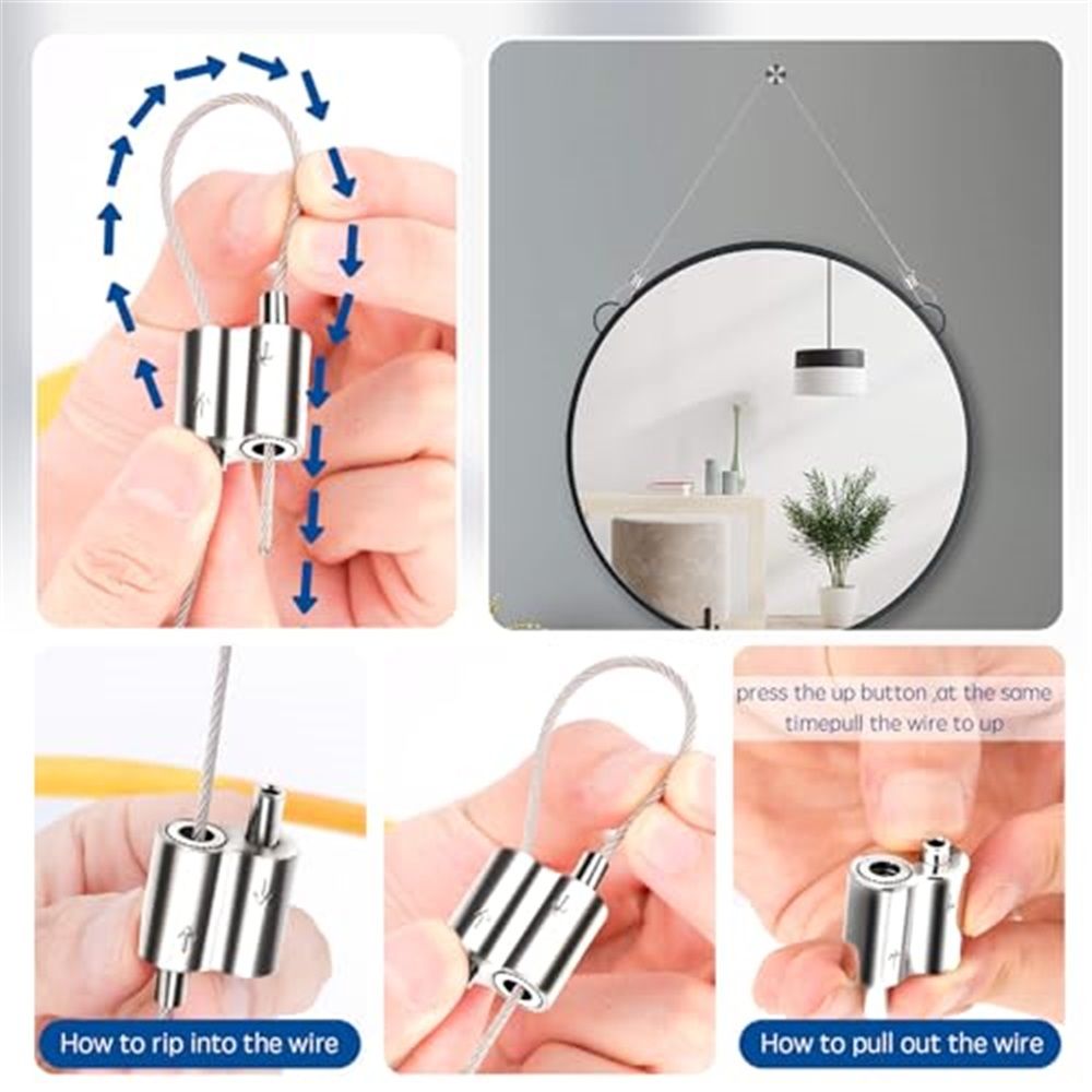 Stainless Steel Wire Rope Cable Clip Clamp, 1/16" Two Way Wire Rope Clips for 1/16 Inch (1.5mm-2.5mm) Stainless Steel Cable/Wire Rope - 10 PCS