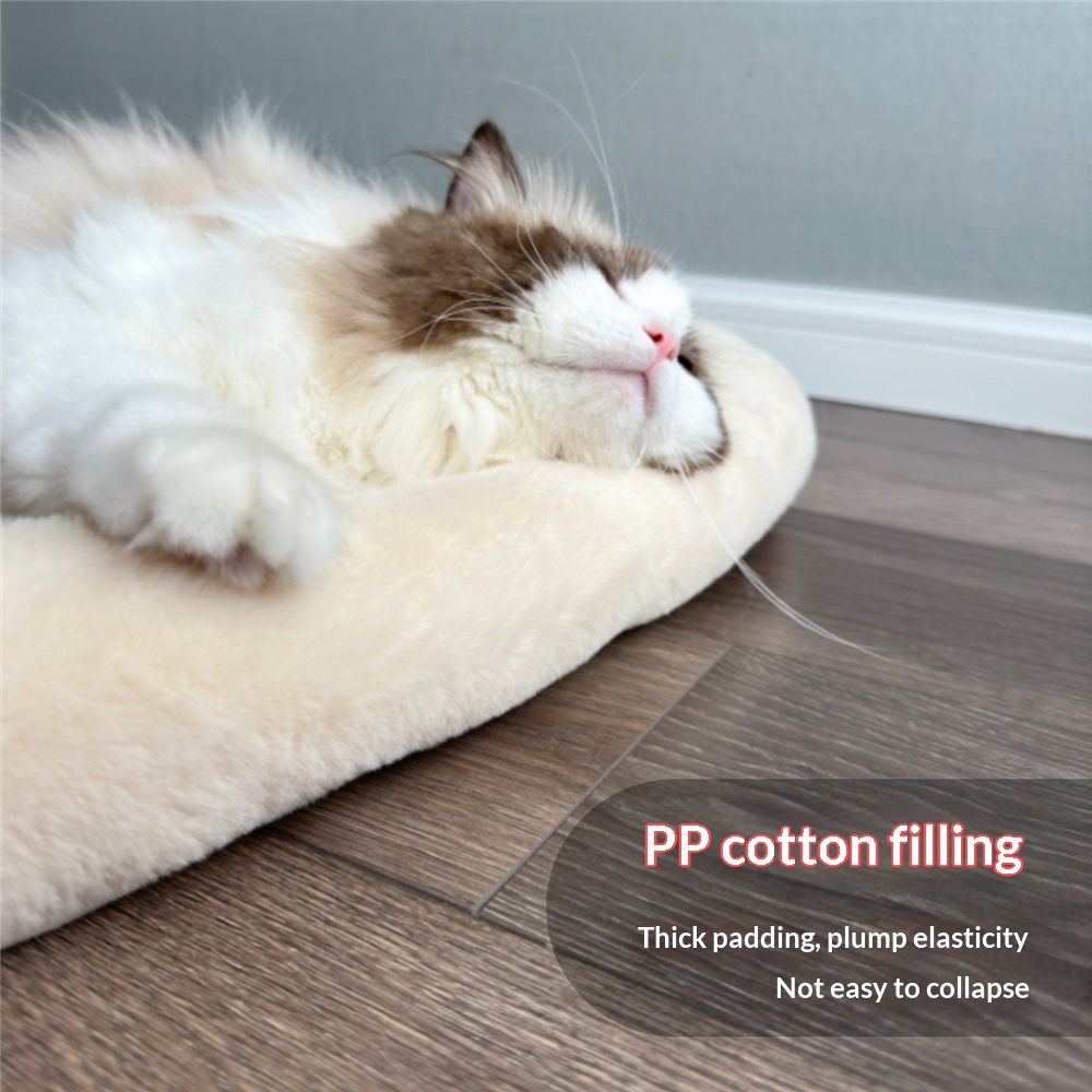 Pet Bed with Cushioning for Comfort in Crate Pet Products Machine Washable  Pet Bed,  winter warm cat bed（Rice white small size 35 * 40CM）