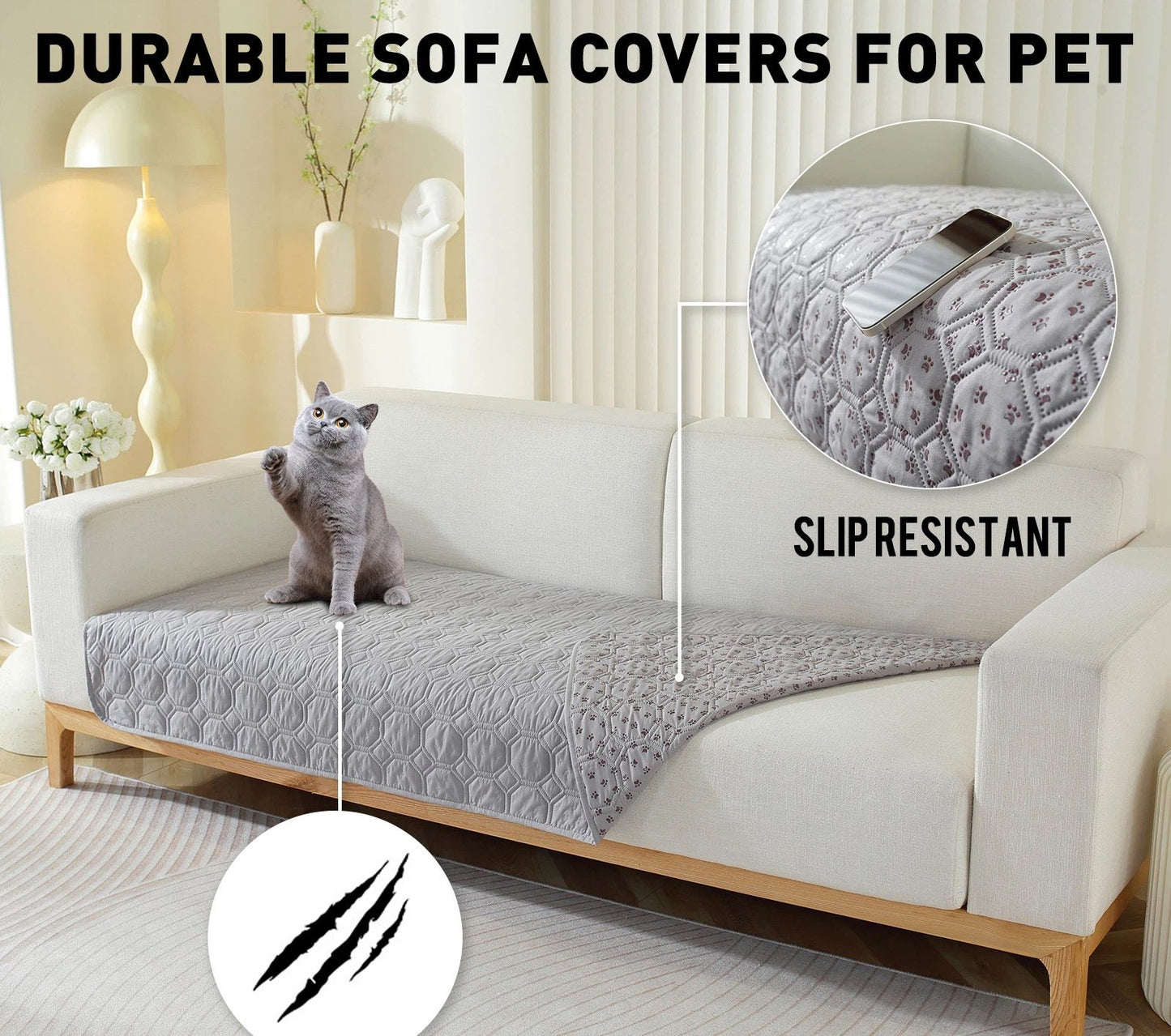 Waterproof Dog Bed Cover Pet Blanket with Anti-Slip Back for Furniture Bed Couch for Most Cats Dogs,Pets（30x53in light gray）