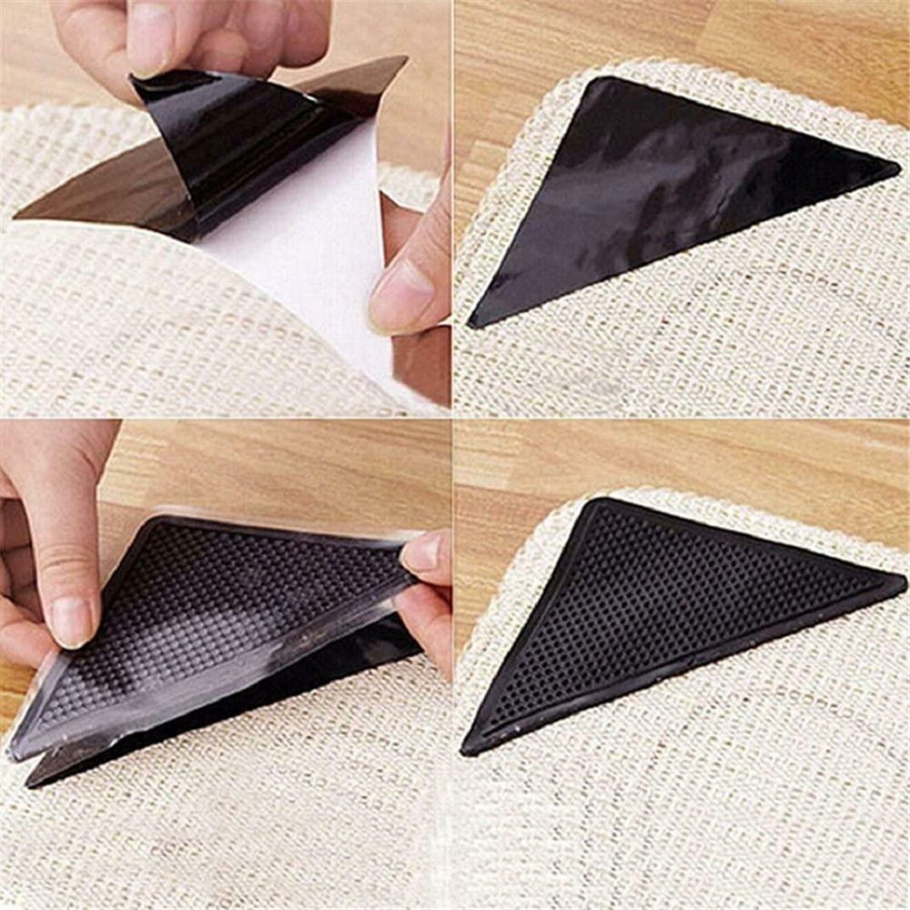 Heavy Duty Non-Slip Reusable Rug Corner Pads - Double-Sided Adhesive Pad for Corners and Sides on Hardwood Floors, Area Rugs - Keep Your Rug in Place (Pack of 8)