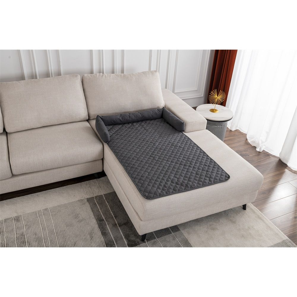 Couch Cover for Dogs - 30x30in Water-Resistant Pet Furniture Protector with Memory Foam Bolster and Quilted Fabric - Pet Supplies (Gray)