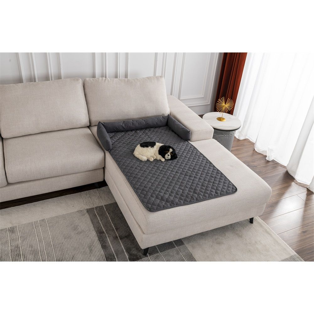 Couch Cover for Dogs - 30x30in Water-Resistant Pet Furniture Protector with Memory Foam Bolster and Quilted Fabric - Pet Supplies (Gray)
