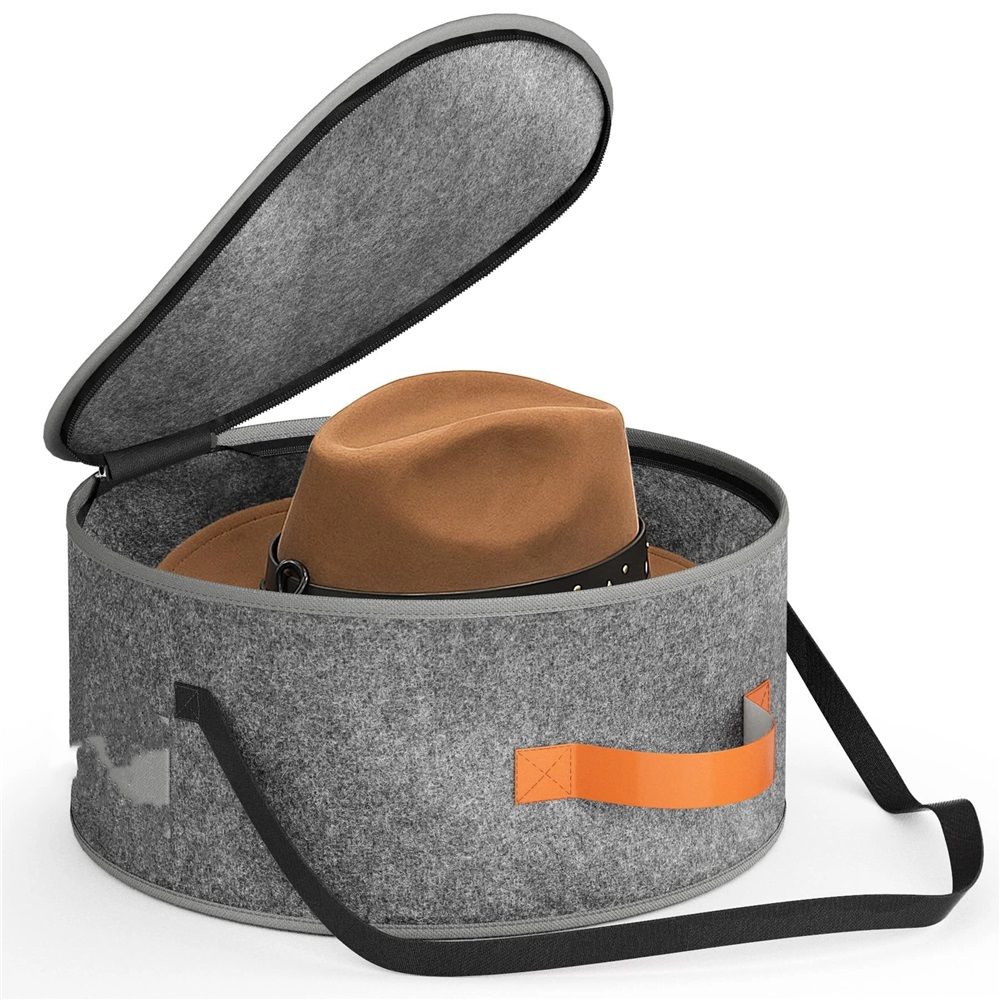 Chunful Hat Box Storage for Women Large Storage Bag for Wide Brim Sun, Cowboy and Foldable Space Saving Travel Hat Organizer Bag with Lid(Gray,oniy bag)