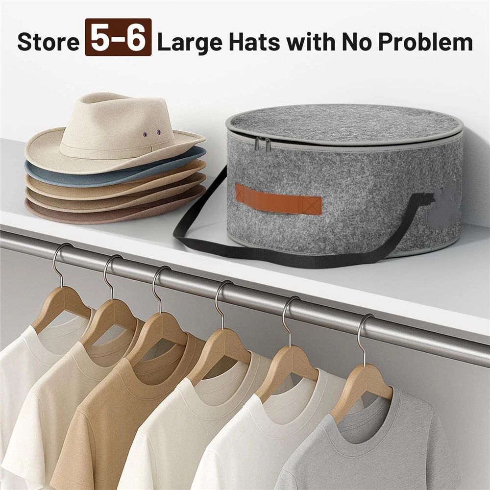 Chunful Hat Box Storage for Women Large Storage Bag for Wide Brim Sun, Cowboy and Foldable Space Saving Travel Hat Organizer Bag with Lid(Gray,oniy bag)