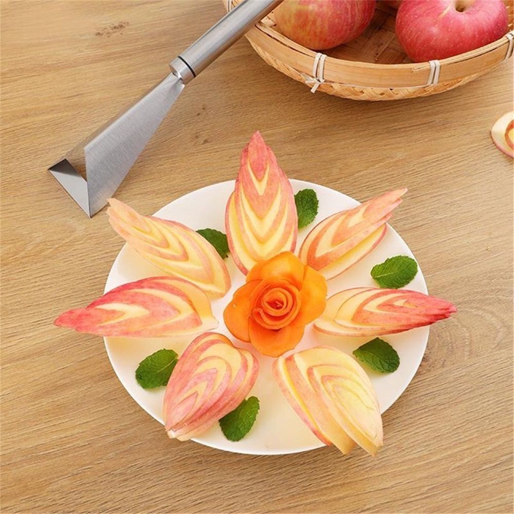 2 pack Fruit Carving Knife, DIY Platter Decoration Carving Tool For Fruit Vegetable Cutting Knife, Triangular Shape Stainless Steel Food Carving Carving Knife Slicer