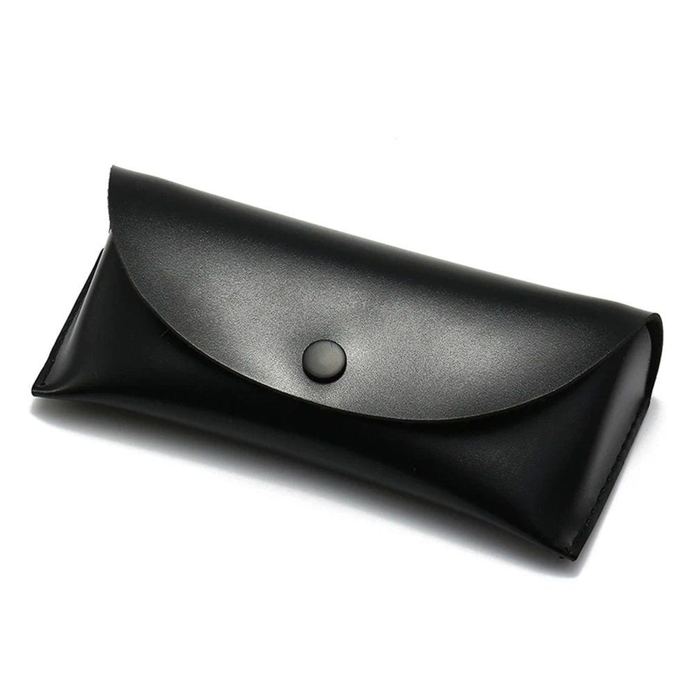 Leather Eyeglasses Case,Flexible Sunglasses Pouch Slim Case for Women Men Horizontal Eyeglass Case（black）