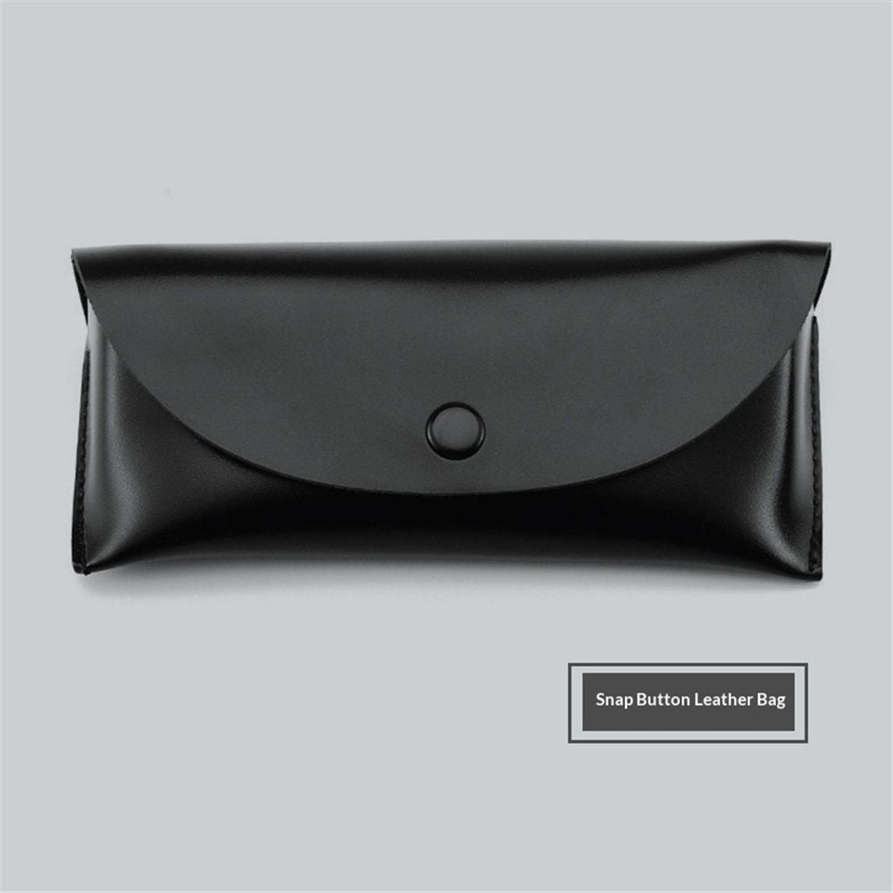 Leather Eyeglasses Case,Flexible Sunglasses Pouch Slim Case for Women Men Horizontal Eyeglass Case（black）