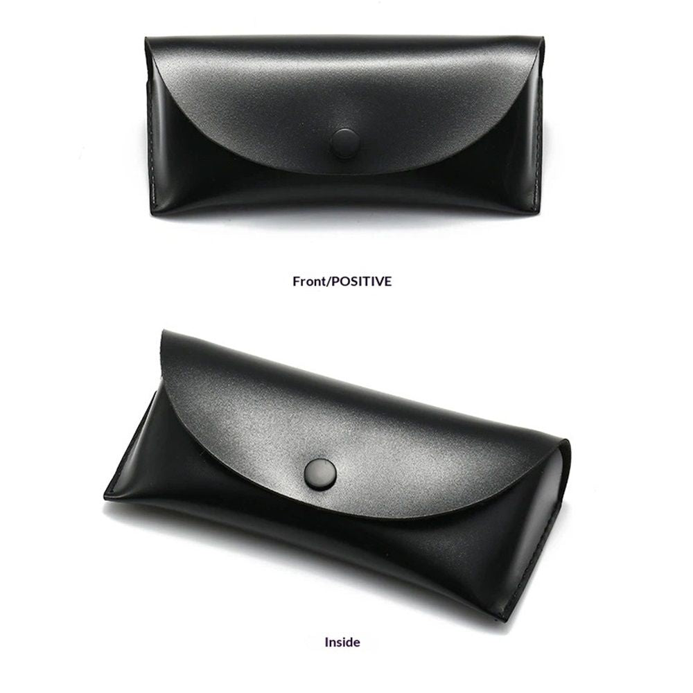 Leather Eyeglasses Case,Flexible Sunglasses Pouch Slim Case for Women Men Horizontal Eyeglass Case（black）