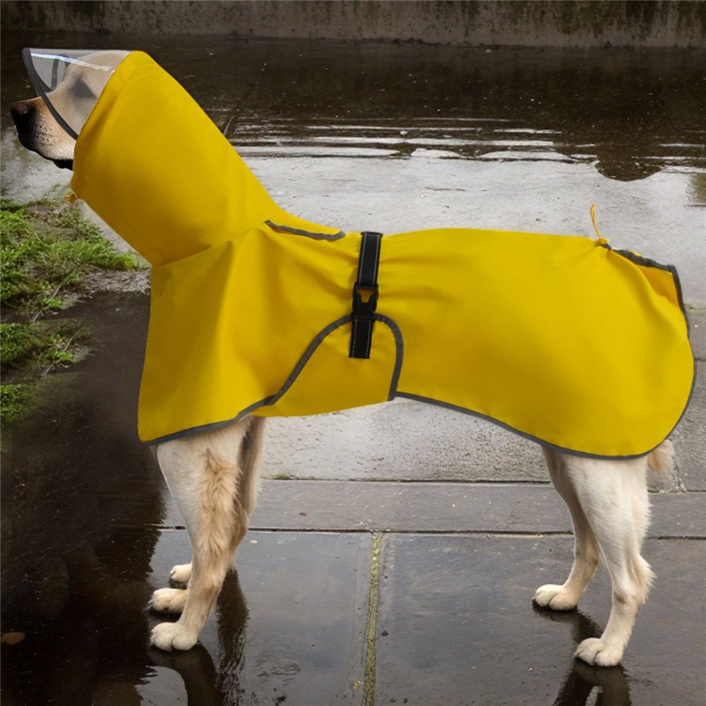 Large Dog Raincoat | Belly Guard, Harness Hole, Fits Morning Hikes, Waterproof, Reflective Straps（XL,yellow）