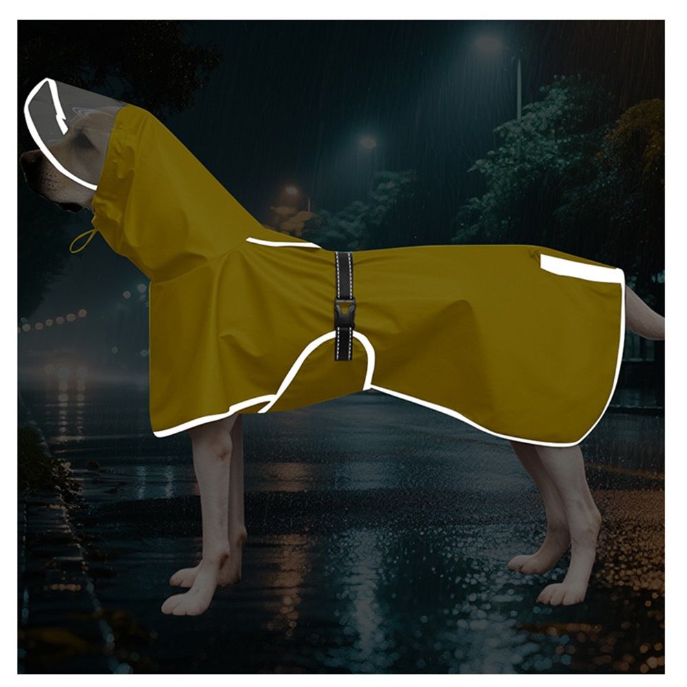 Large Dog Raincoat | Belly Guard, Harness Hole, Fits Morning Hikes, Waterproof, Reflective Straps（XL,yellow）