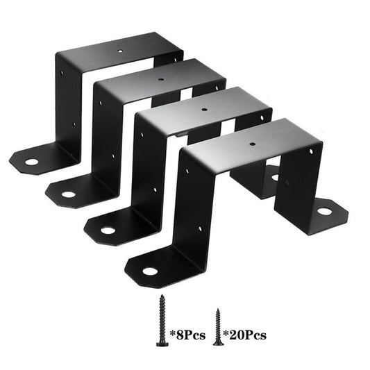 4Pcs Black Strap Heavy Duty Wood Deck Fence Tie for 4"x4" Post U-Shaped Pipe Clamp Bracket Gazebo Mounting Brackets