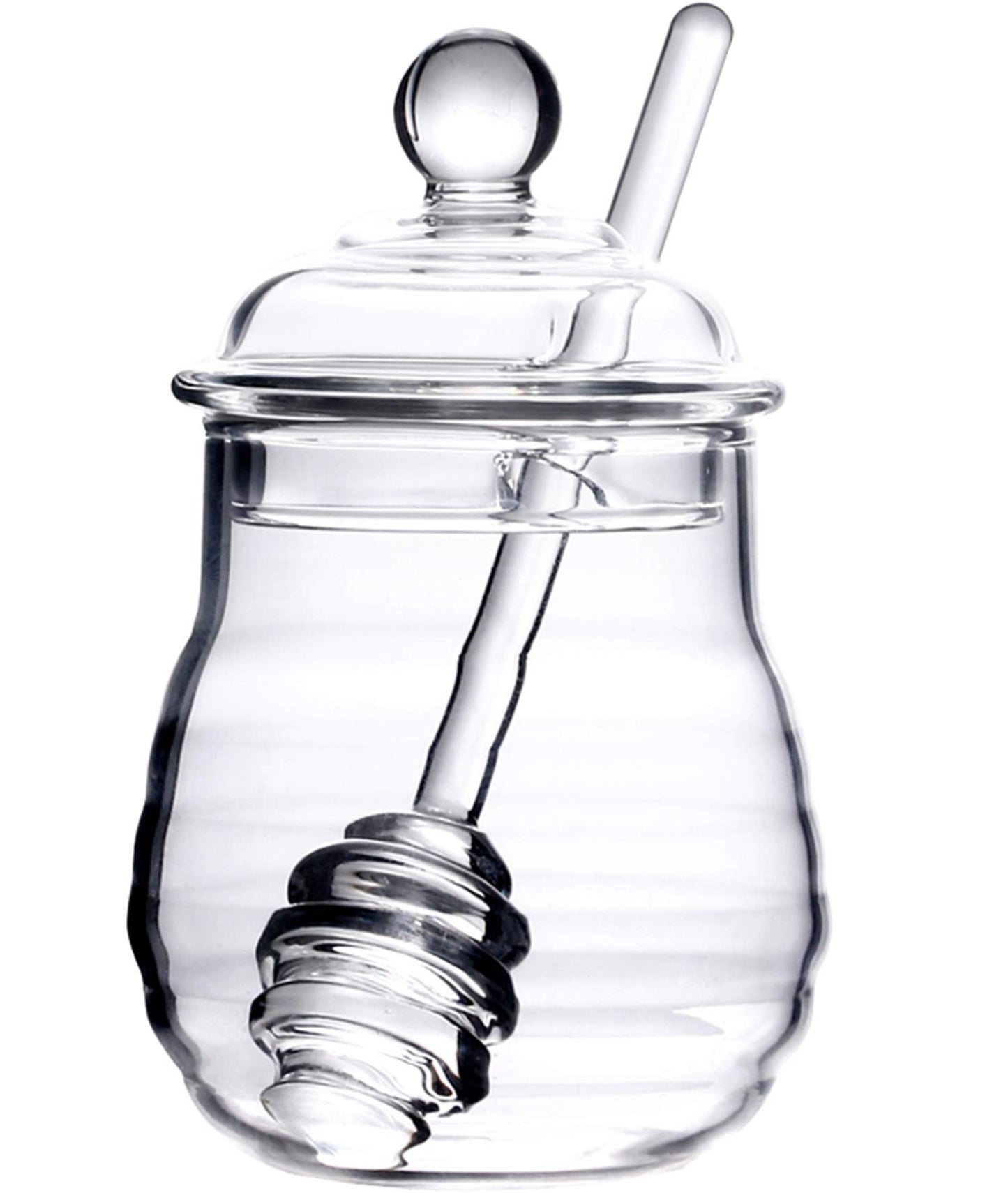 300ml Mixing Spoons Honey Dispenser Honey Pot with Dipper, Glass Jar Pot Jar Syrup s Glass for Restaurant Kitchen Home Decoration Storage Containers