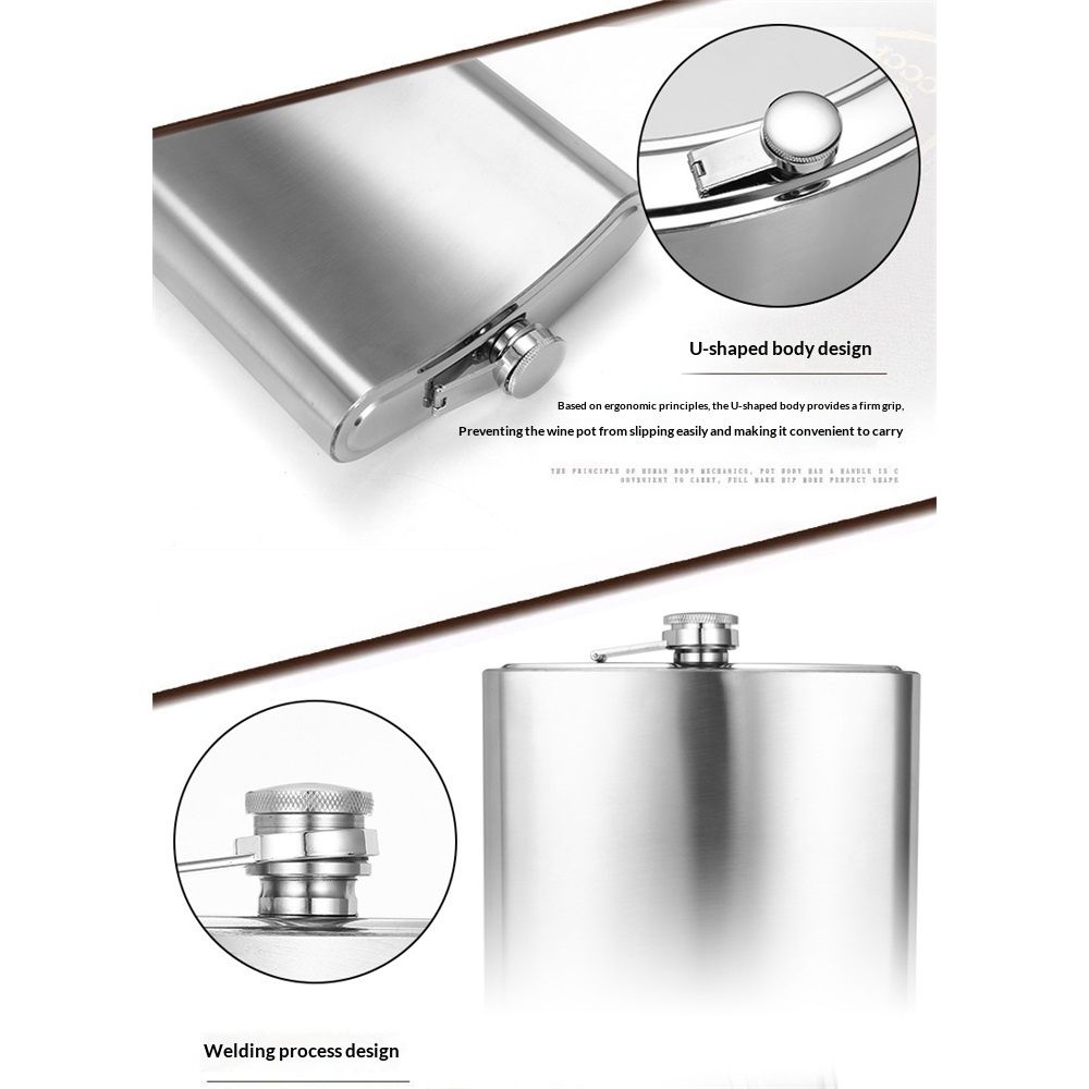 64 oz Classic Style Stainless Steel Liquor Whiskey Hip Flask Silver  Vegan Leather Flask Case, Portable Pocket Belt Bag Compatible Protective Travel Holder for Men