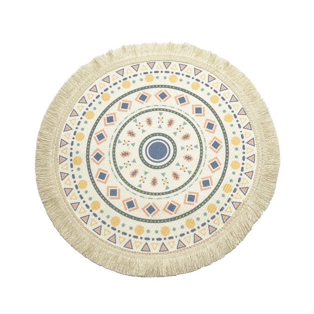 Round Braided Placemats Set of 4, Washable Heat Resistant Non-Slip Cotton Polyester Circle Boho Woven Place Mats for Dining Table Decor, Kitchen, Parties, Family Meals, 16cm