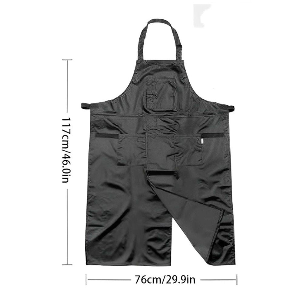Pottery Split-Leg Make Ceramic Apron, Long Split-Leg Artist Painting Apron with  Pockets for Men and Women（black）