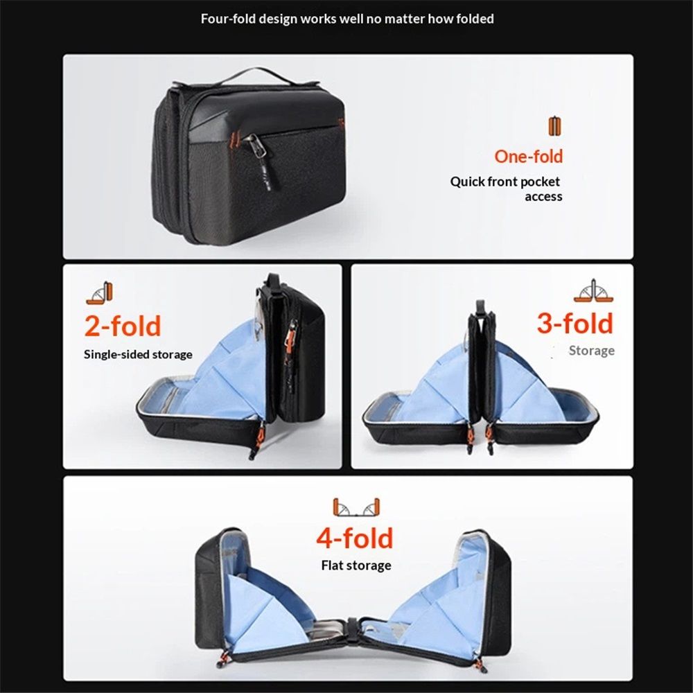 Carrying Bag Pouch Travel Large Soft Case Multilayer Storage Accessories ,4 fold small tool storage bag, portable power bank, suitable for commuting travel (Black,oniy bag)