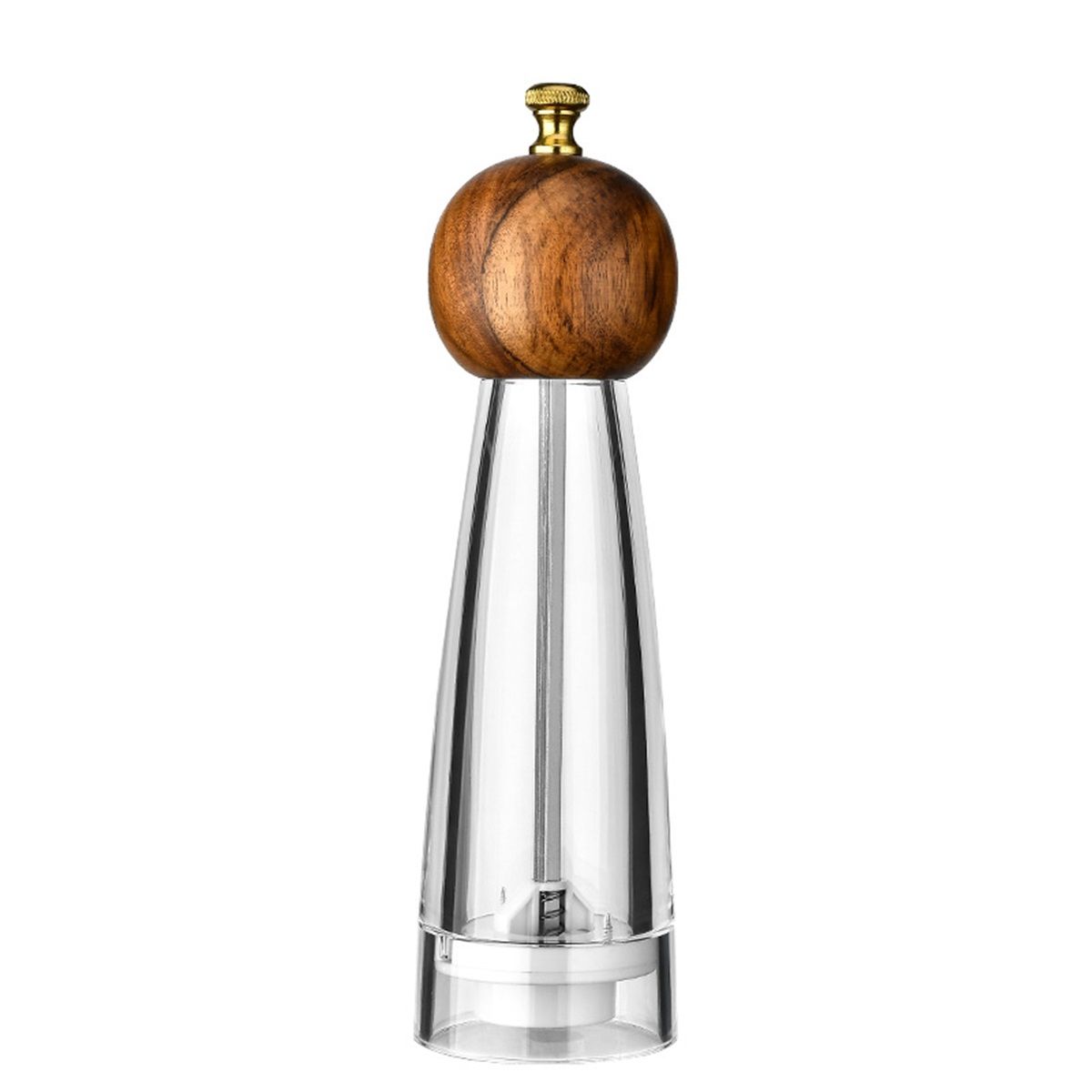 Pepper Mill Manual Salt and Pepper Grinder Set, Classic Transparent Pepper Grinder Salt Mills 2pcs 8in，Solid Wood Hand Shaker Rotor Pepper Salt Grinder Ceramic Core Adjustable Coarseness Spices