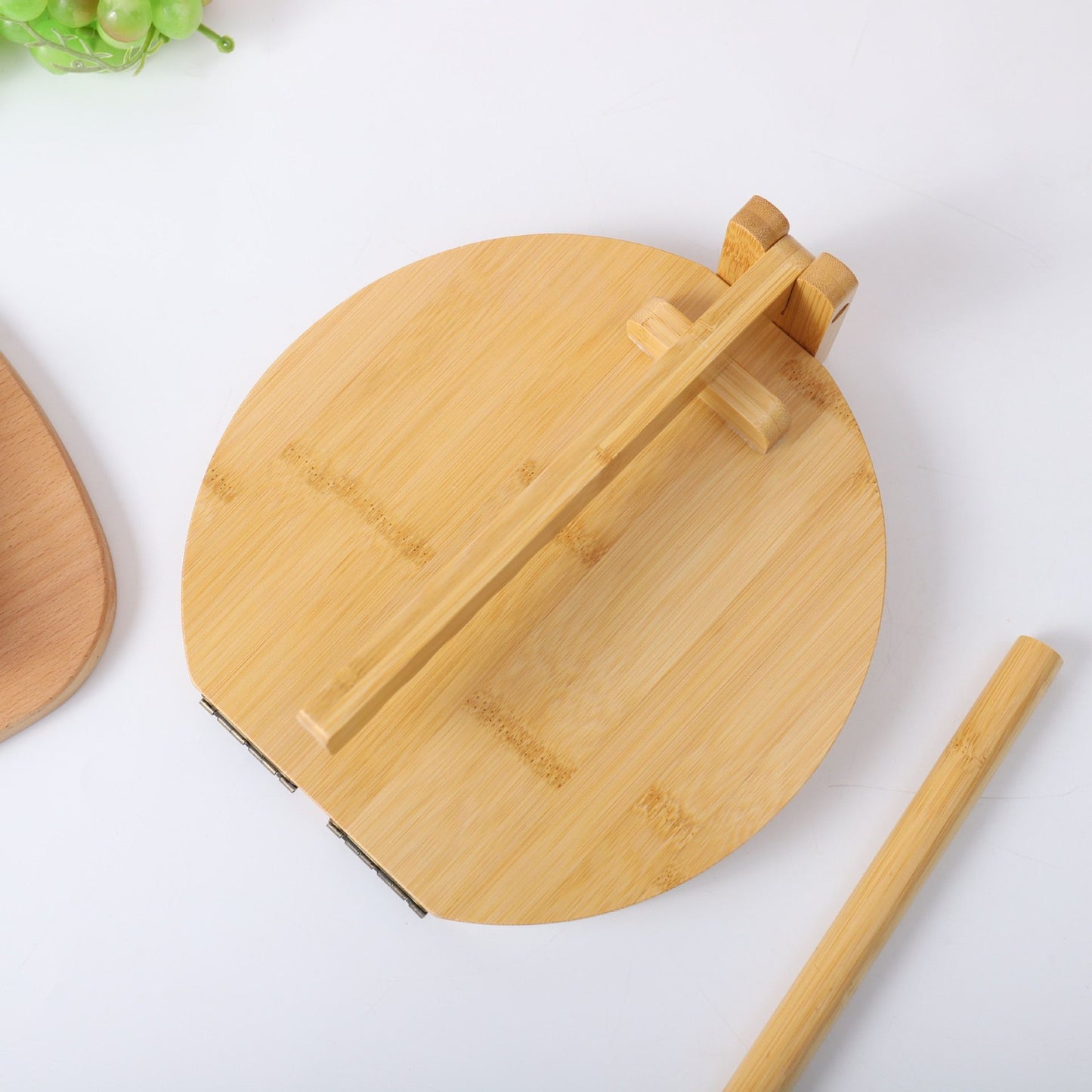 Tortilla Press  Bamboo Tortilla Maker  Mexican Tortillera Presser Homemade Tortillas  Dough Press  Wooden Corn Tortilla Maker Quesadilla Maker Rotatable Roti Maker with Parchment Paper & Dough
