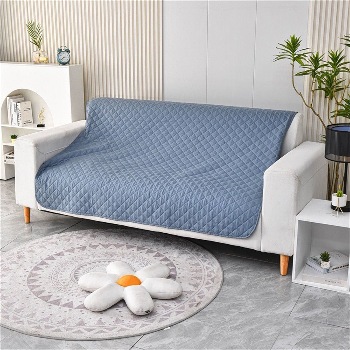 Waterproof Dog Bed Cover Pet Blanket, Soft Couch Cover for Dogs Washable, Non-Slip Dog Blanket Protect Furniture Couch Sofa Car for Puppy Large Dogs Cat (52x82 Inch, Grey Blue)