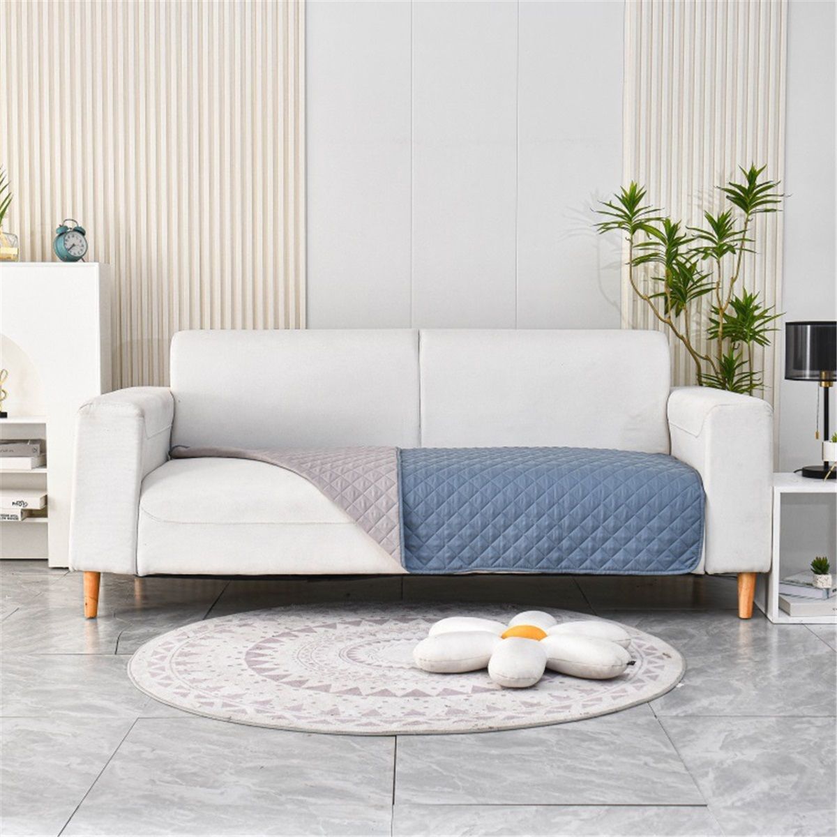 Waterproof Dog Bed Cover Pet Blanket, Soft Couch Cover for Dogs Washable, Non-Slip Dog Blanket Protect Furniture Couch Sofa Car for Puppy Large Dogs Cat (52x82 Inch, Grey Blue)