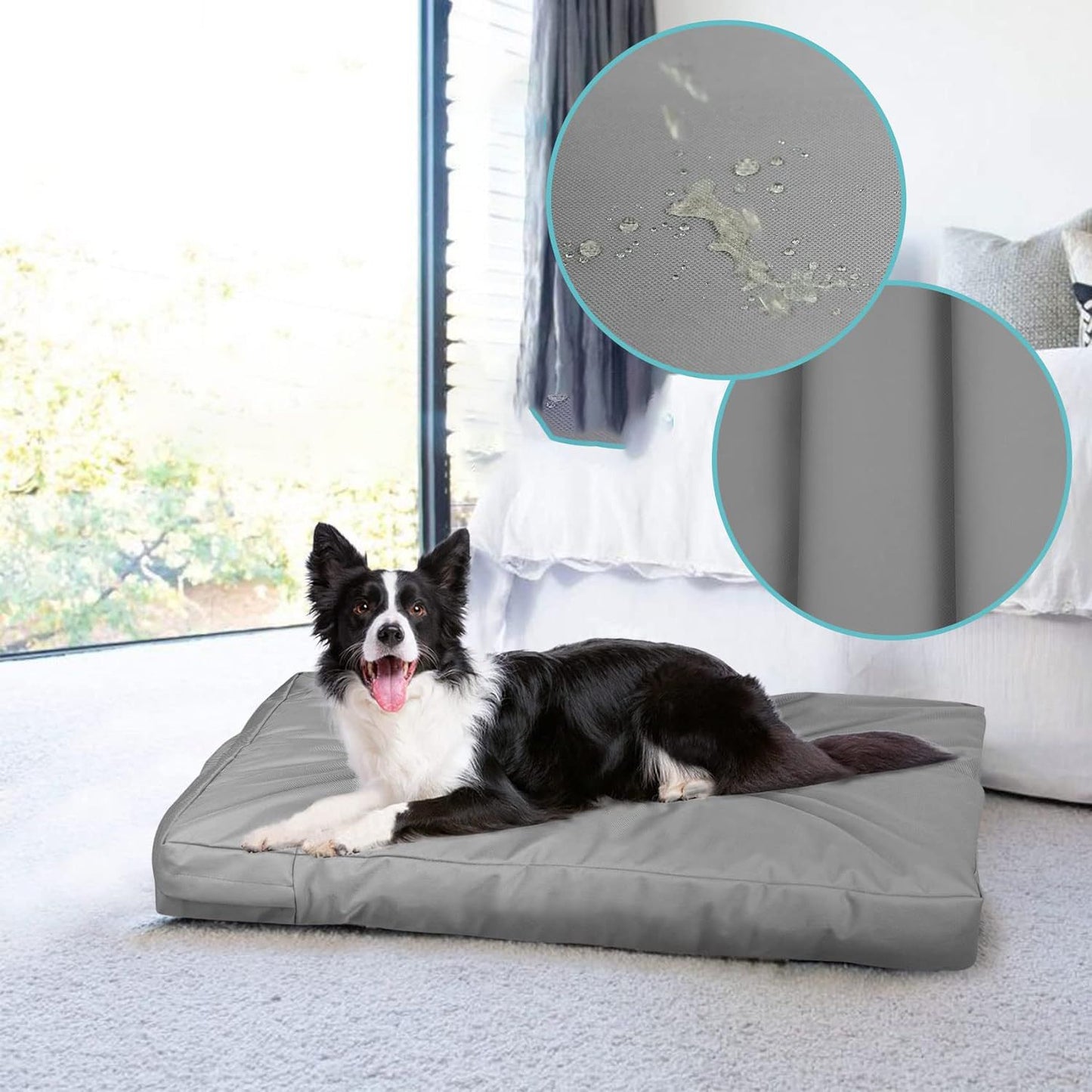 Dog Bed Cover,Waterproof Tough Plastic DIY Pet Bed Cover,Non Stick Hair Easy to Clean Rectangular Fillable Dog Bed Covers with Zipper(Light Grey,48" L x 36" W ,Cover Only)